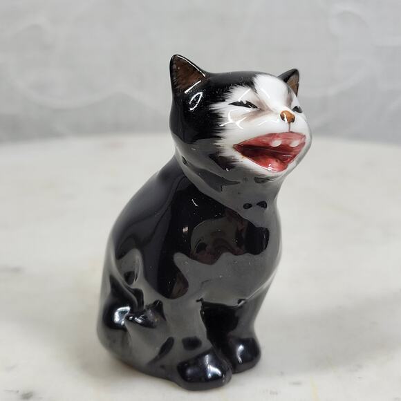 Royal Doulton Lucky Cat Miniature 2.5" Black Bone China Anthropomorphic England - Picture 15 of 16